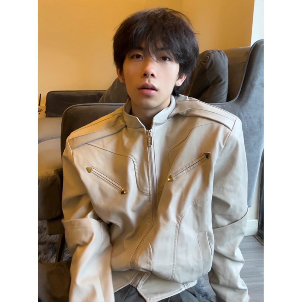 Men's Short Leather Jacket High-End Vintage Jacket